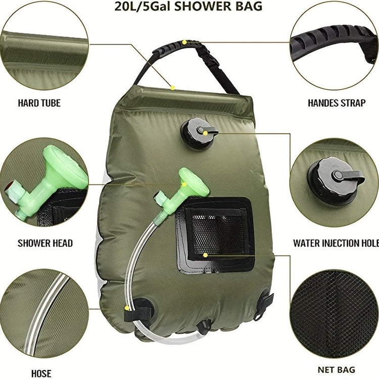 5 Gallon Solar Heated Camping Shower Bag - Trailmark Outdoors