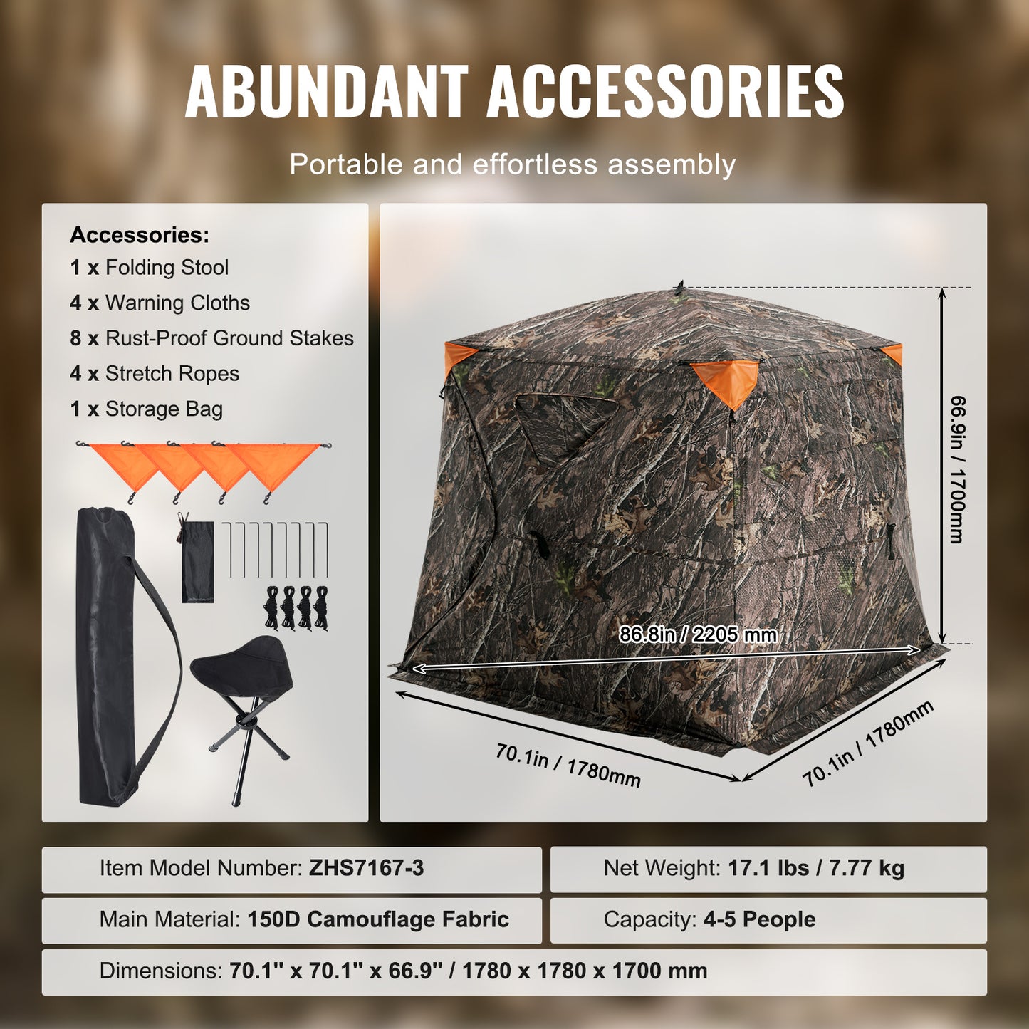 71 inch VEVOR Hunting Blind 270° See Through