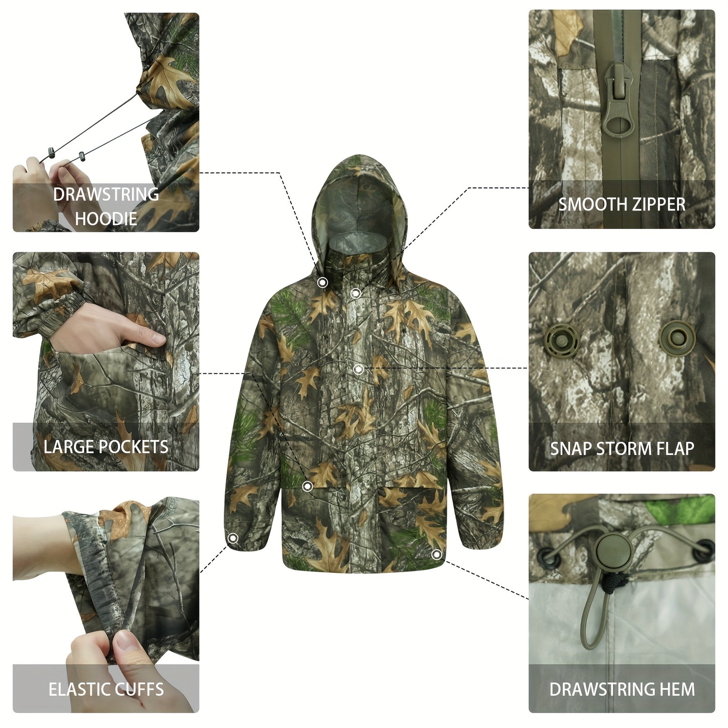 LOOGU Waterproof Unisex Camouflage Rain Suit