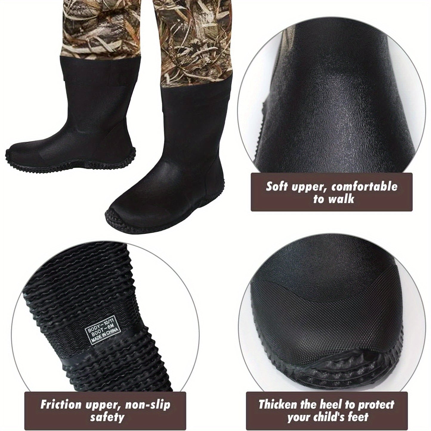 Youth Camo Fishing Waders with Boots