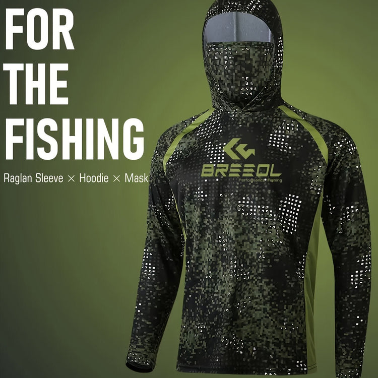 Men'S Fishing Hoodie Shirt with Built - in Mask - Trailmark Outdoors