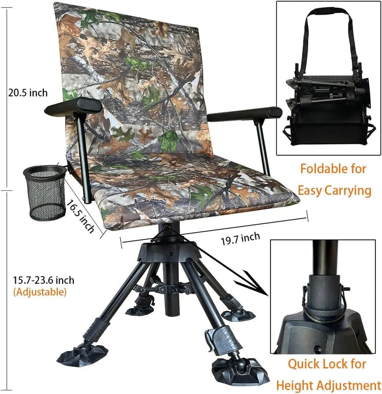 Outdoor Camping Fishing Silent Swivel Chair - Trailmark Outdoors