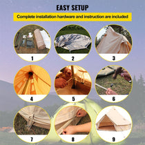 13FT Outdoor Glamping Yurt Teepee Canvas Camping Bell Family Waterproof Tent W/ Stove Jack (SAK92361) - Trailmark Outdoors
