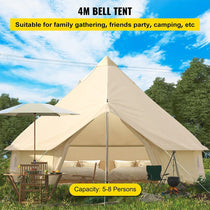 13FT Outdoor Glamping Yurt Teepee Canvas Camping Bell Family Waterproof Tent W/ Stove Jack (SAK92361) - Trailmark Outdoors