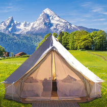 13FT Outdoor Glamping Yurt Teepee Canvas Camping Bell Family Waterproof Tent W/ Stove Jack (SAK92361) - Trailmark Outdoors
