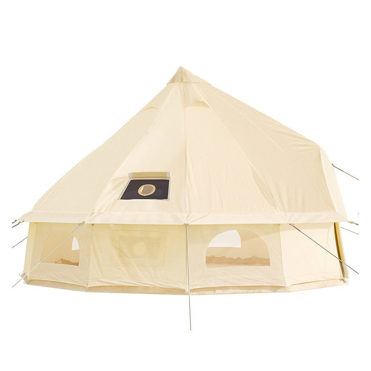 13FT Outdoor Glamping Yurt Teepee Canvas Camping Bell Family Waterproof Tent W/ Stove Jack (SAK92361) - Trailmark Outdoors
