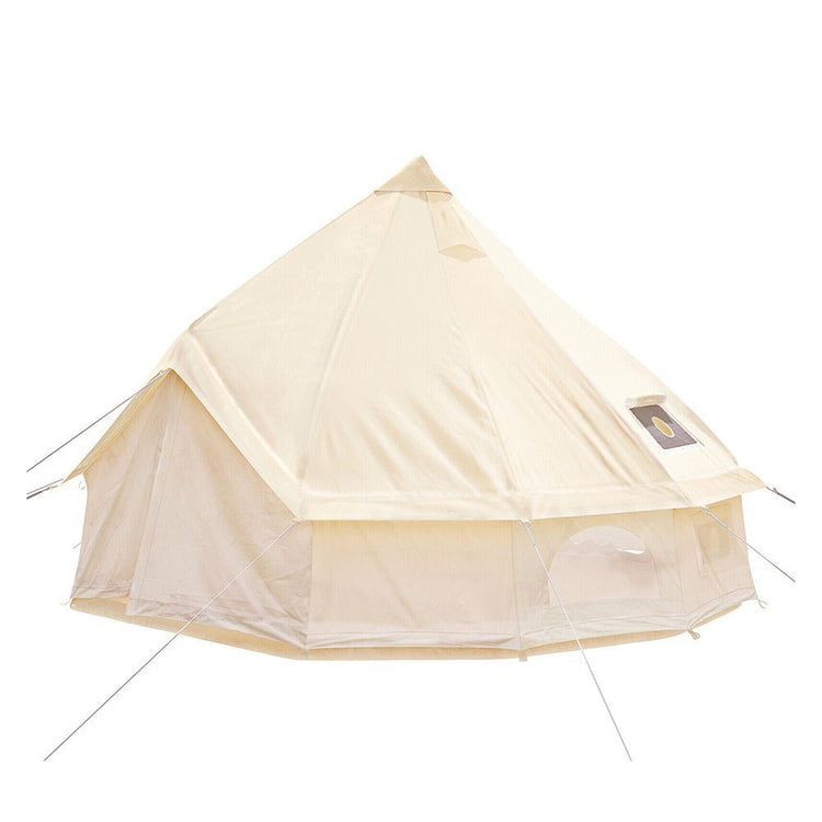 13FT Outdoor Glamping Yurt Teepee Canvas Camping Bell Family Waterproof Tent W/ Stove Jack (SAK92361) - Trailmark Outdoors