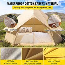 13FT Outdoor Glamping Yurt Teepee Canvas Camping Bell Family Waterproof Tent W/ Stove Jack (SAK92361) - Trailmark Outdoors