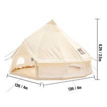 13FT Outdoor Glamping Yurt Teepee Canvas Camping Bell Family Waterproof Tent W/ Stove Jack (SAK92361) - Trailmark Outdoors
