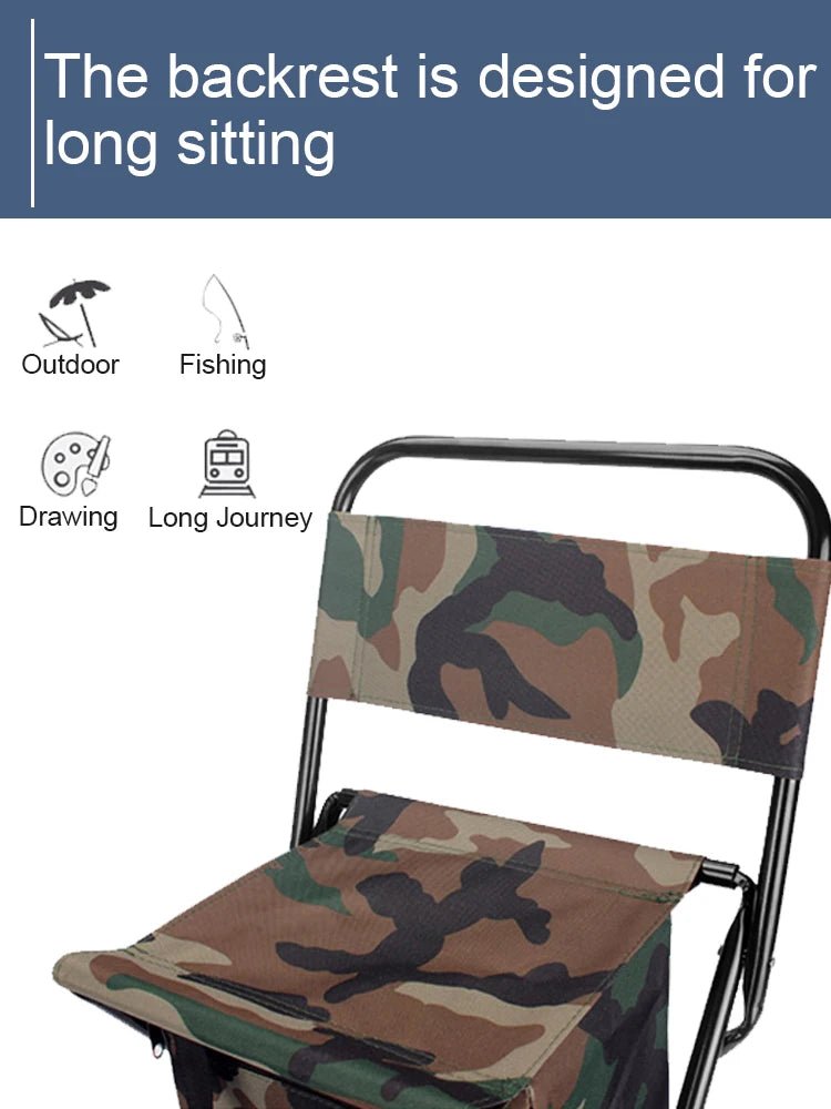 1pc Foldable Fishing Chair with Cooler Bag - Trailmark Outdoors
