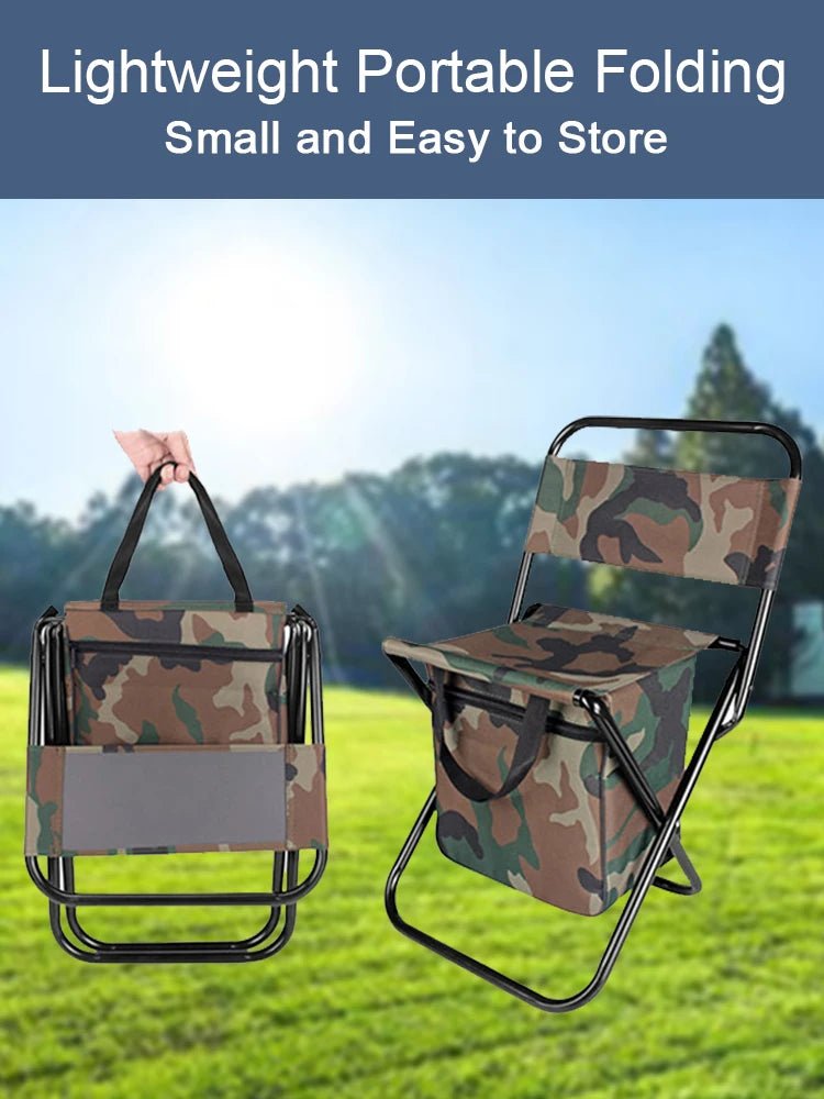 1pc Foldable Fishing Chair with Cooler Bag - Trailmark Outdoors