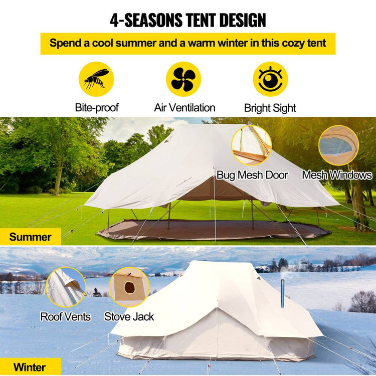 20FT Large Luxury Glamping Yurt Teepee Canvas Camping Tent (SAK37612) - Trailmark Outdoors