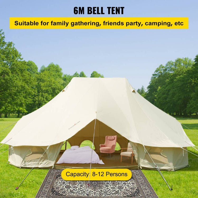 20FT Large Luxury Glamping Yurt Teepee Canvas Camping Tent (SAK37612) - Trailmark Outdoors