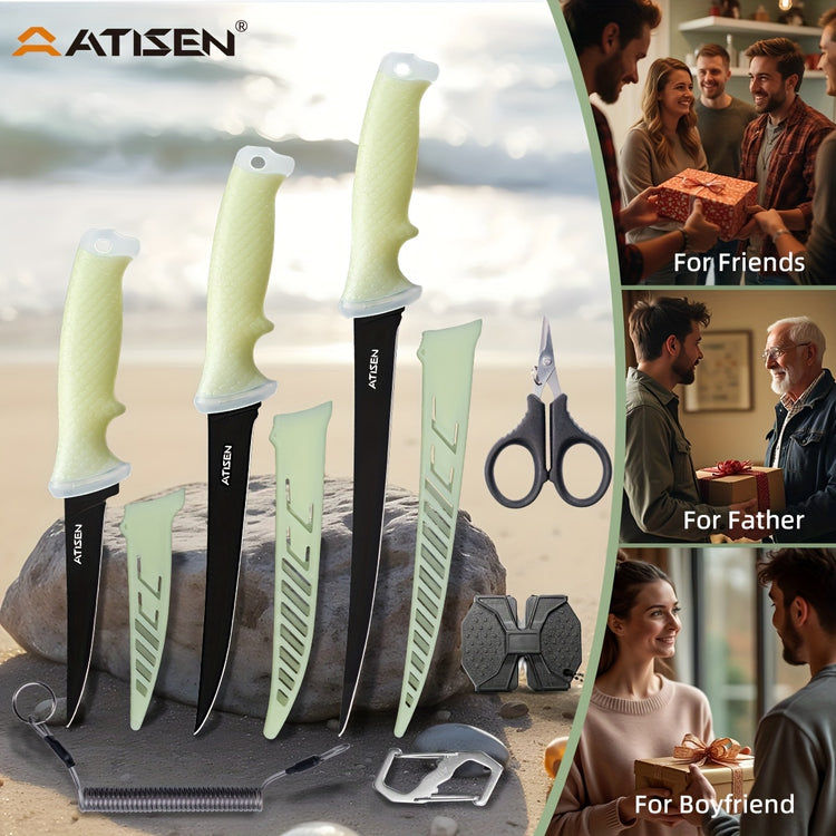 ATISEN 10/16pcs Professional Fishing Knife Set