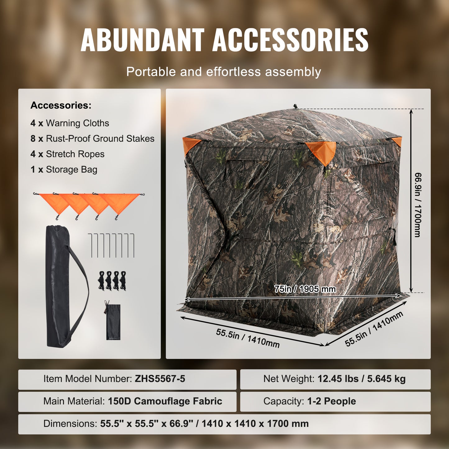55 inch VEVOR Hunting Blind 270° See Through