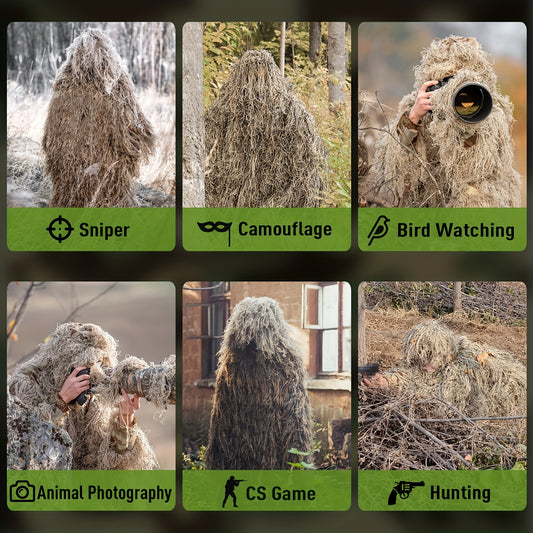 6 In 1 Ghillie Suit Pale Brown