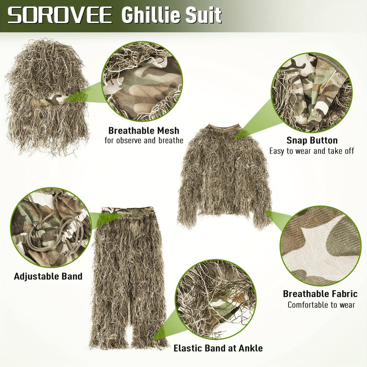 6 In 1 Ghillie Suit Pale Brown - Trailmark Outdoors