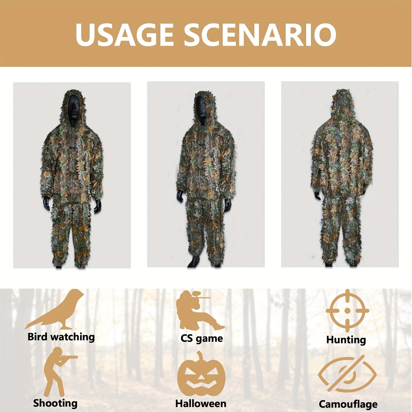 Lightweight Camouflage Hunting Suit With Hood