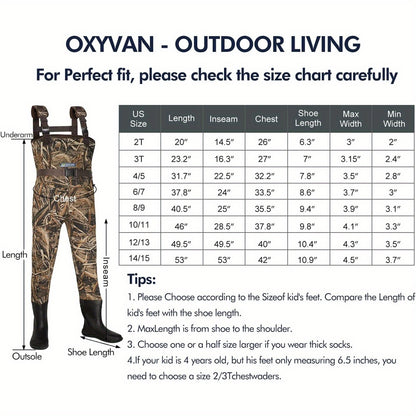 Youth Camo Fishing Waders with Boots