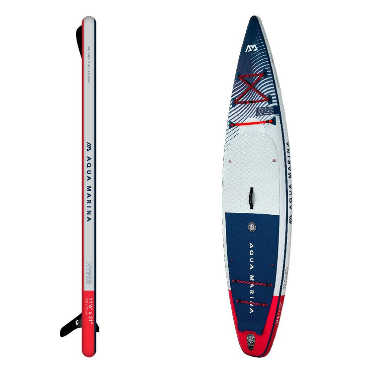 Aqua Marina Hyper BT - 23HY02 Navy Touring SUP With Hydrodynamic Rail Edges & Adjustable Bungee, 12FT (SAK23285) - Trailmark Outdoors