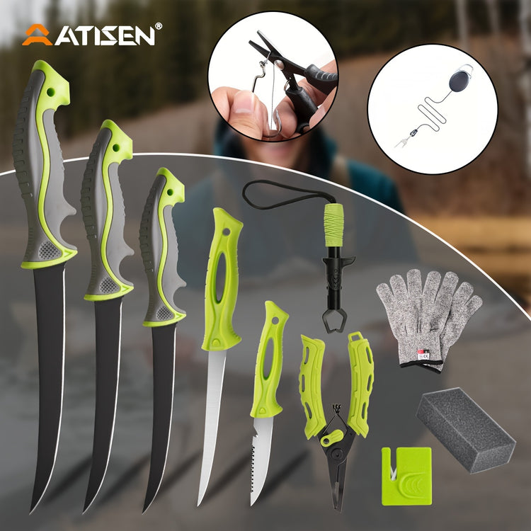 ATISEN 10/16pcs Professional Fishing Knife Set