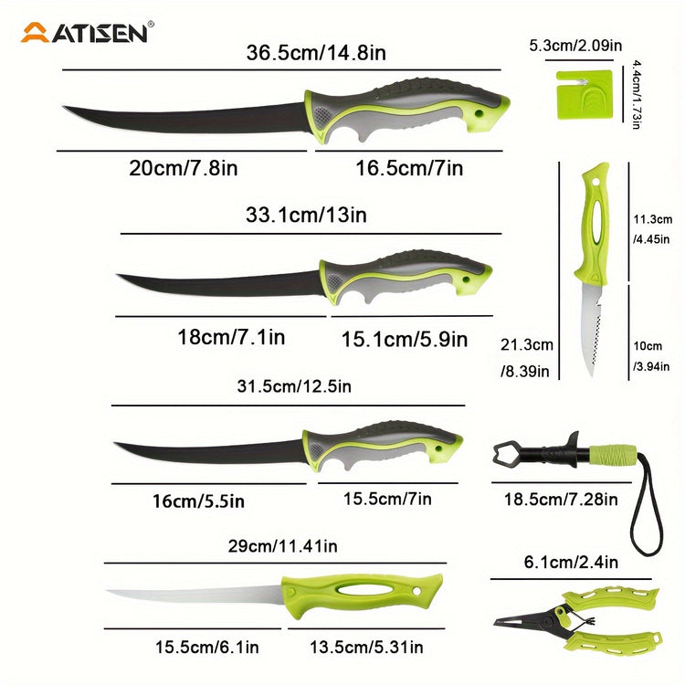 ATISEN 10/16pcs Professional Fishing Knife Set