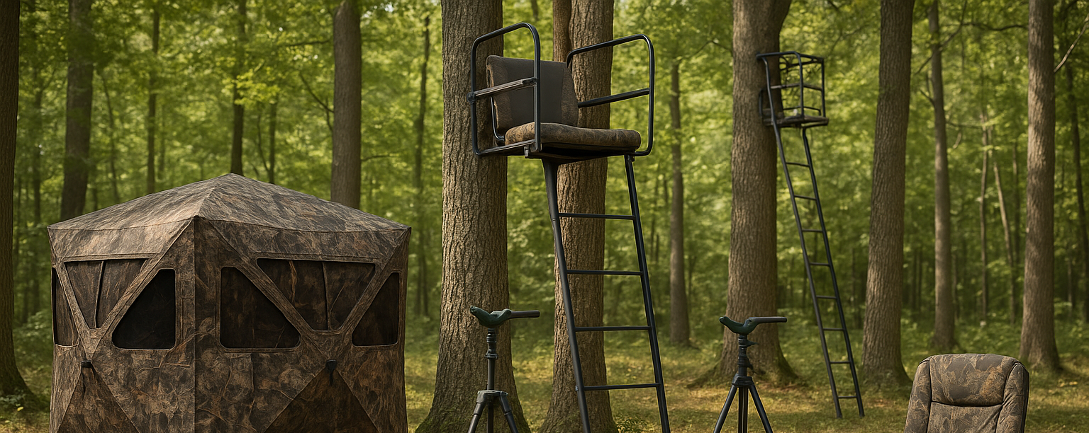 Ground Blinds & Layouts

Tree Stands & Ladder Stands

Shooting Rests & Tripods

Hunting Chairs & Seats