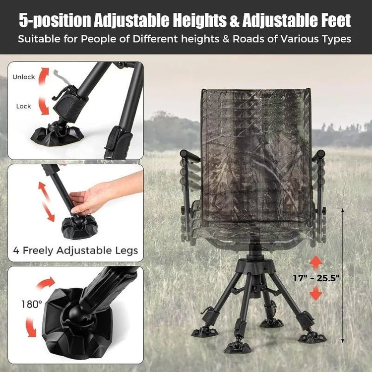 Tangkula Hunting Chair, 360 Degree Silent Swivel - Trailmark Outdoors